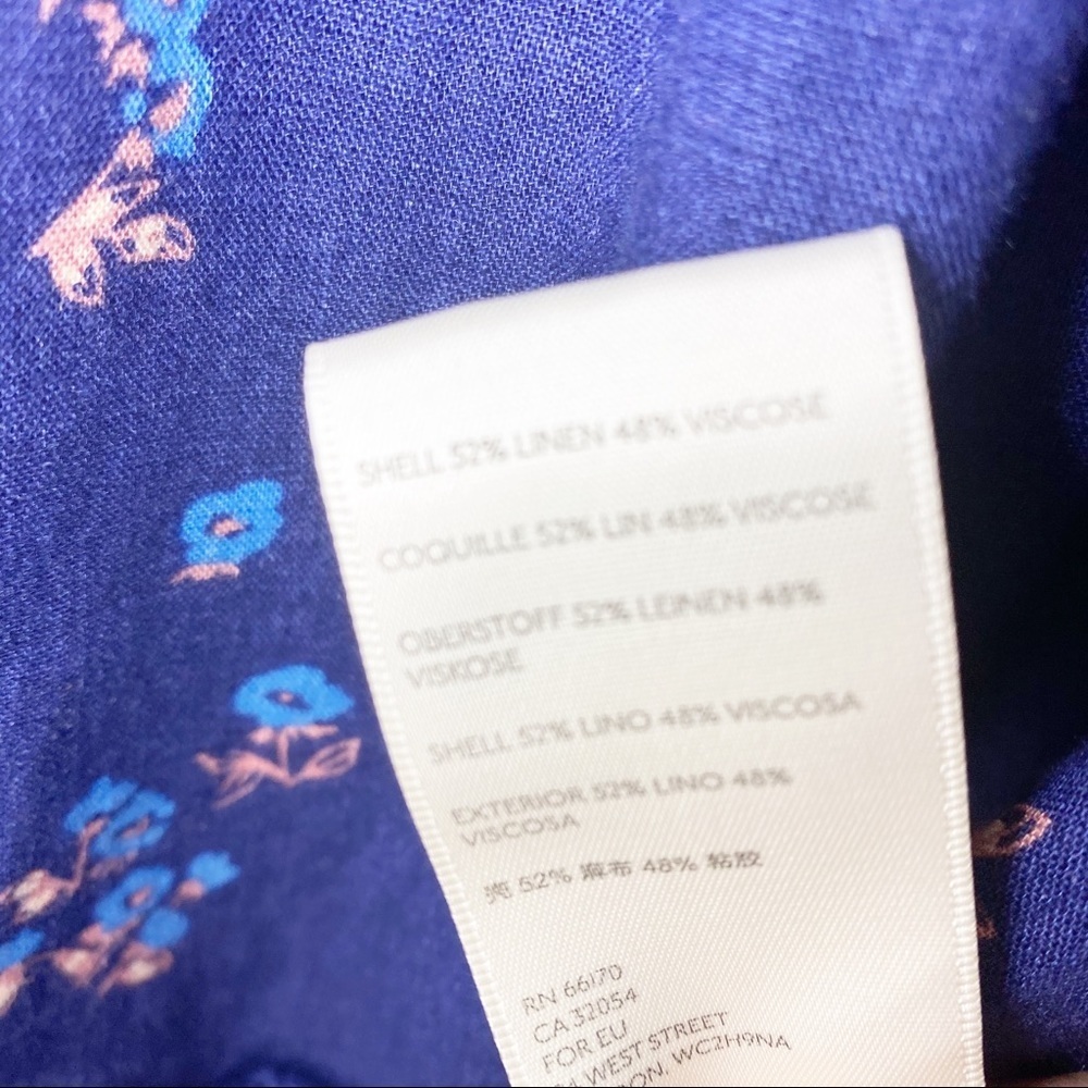 NEW Free People Petit Fours Indigo Blue Floral Linen Mini Dress M - Picture 11 of 11